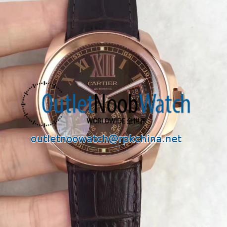 Replica Cartier Calibre de Cartier W7100039 42MM JF Rose Gold Brown Dial Swiss Calibre 1904-PS MC