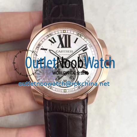 Replica Cartier Calibre de Cartier W7100039 42MM JF Rose Gold White Dial Swiss Calibre 1904-PS MC