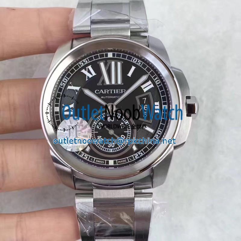 Replica Cartier Calibre de Cartier W7100016 42MM JF Stainless steel Black Dial Swiss Calibre 1904-PS MC