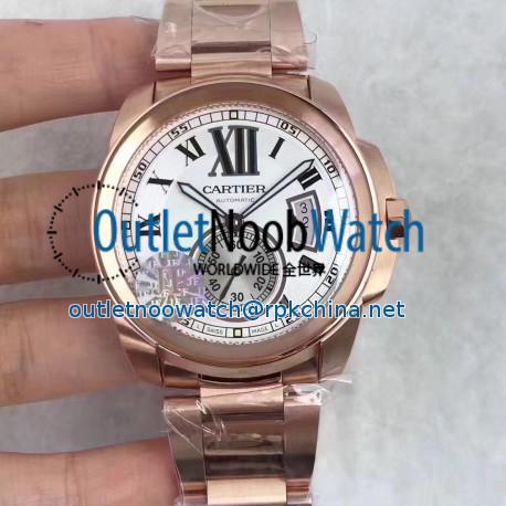 Replica Cartier Calibre de Cartier W7100018 42MM JF Rose Gold White Dial Swiss Calibre 1904-PS MC