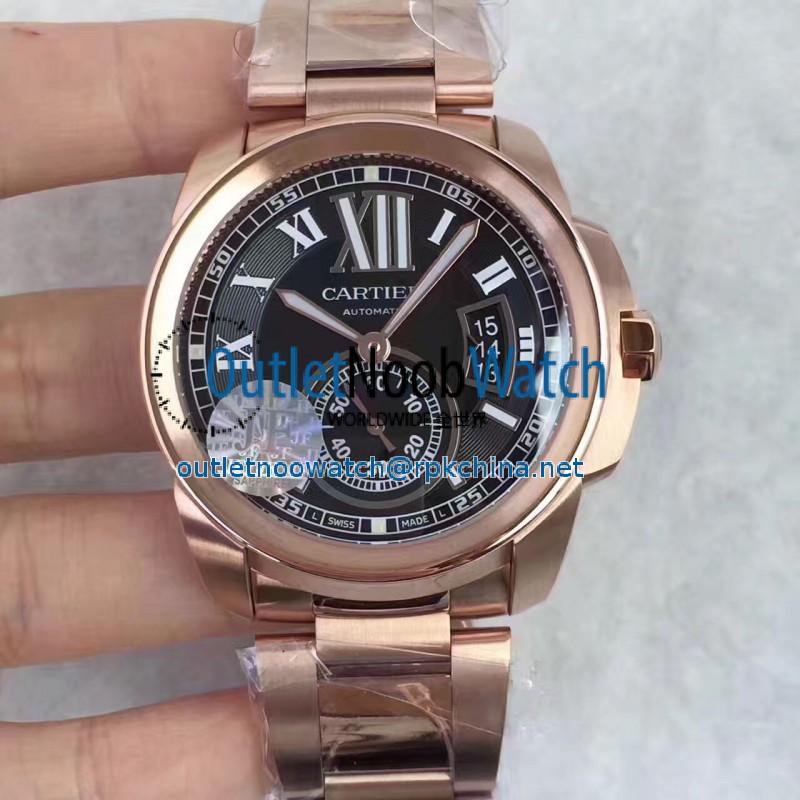 Replica Cartier Calibre de Cartier W7100040 42MM JF Stainless steel Black Dial Swiss Calibre 1904-PS MC