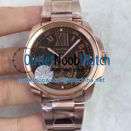 Replica Cartier Calibre de Cartier W7100018 42MM JF Rose Gold Brown Dial Swiss Calibre 1904-PS MC