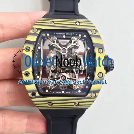 Replica Richard Mille RM50-27-01 NTPT KV Yellow Forged Carbon Black & Skeleton Dial M9015