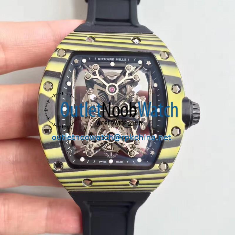 Replica Richard Mille RM50-27-01 NTPT KV Yellow Forged Carbon Black & Skeleton Dial M9015