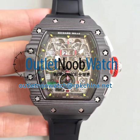 Replica Richard Mille RM011-03 Flyback Chronograph KV Forged Carbon Black Skeleton Dial Swiss 7750