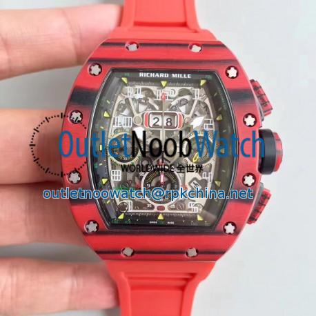 Replica Richard Mille RM011-03 Flyback Chronograph KV Red Forged Carbon Black Skeleton Dial Swiss 7750