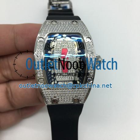 Replica Richard Mille RM07 Ladies Stainless Steel & Diamonds Red & Diamonds Dial M6T51