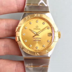 Replica Omega Constellation 123.20.38.21.58.001 38MM SSS Stainless Steel & Yellow Gold Champagne Dial Swiss 8500