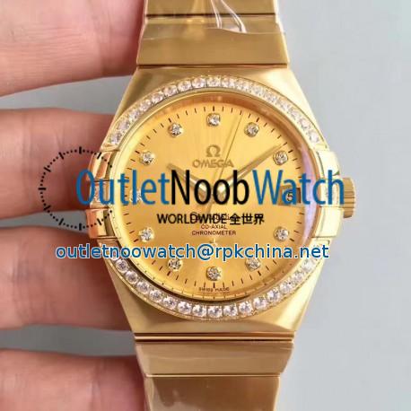 Replica Omega Constellation 123.55.38.21.58.001 38MM SSS Yellow Gold & Diamonds Champagne Dial Swiss 8500