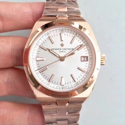 Replica Vacheron Constantin Overseas 47040 8F Rose Gold White Dial Swiss 5100