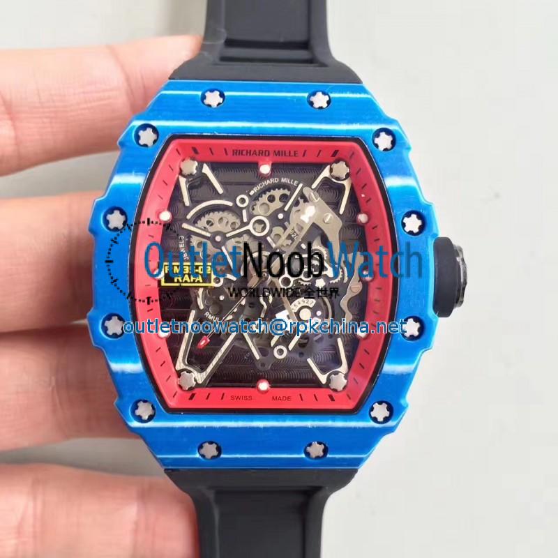 Replica Richard Mille RM35-01 Rafael Nadal KV Blue Forged Carbon Red & Skeleton Dial M6T51