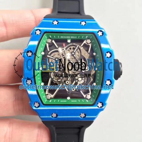 Replica Richard Mille RM35-01 Rafael Nadal KV Blue Forged Carbon Green & Skeleton Dial M6T51