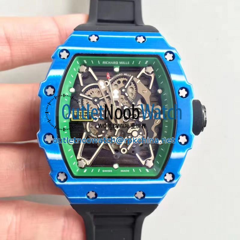 Replica Richard Mille RM35-01 Rafael Nadal KV Blue Forged Carbon Green & Skeleton Dial M6T51