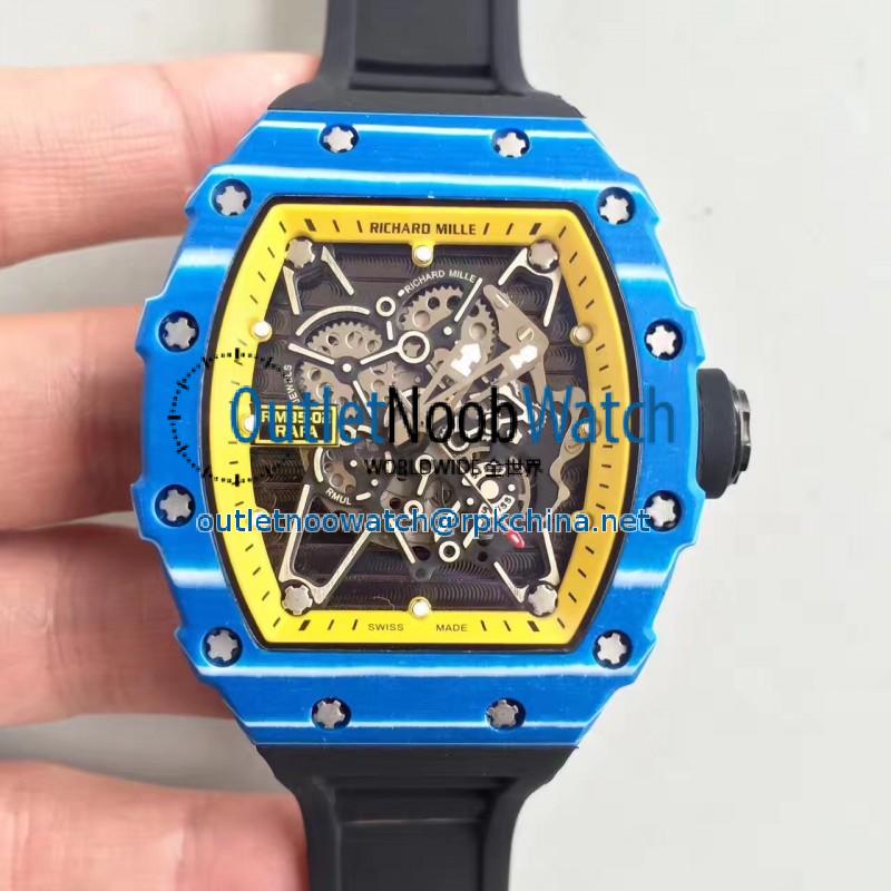 Replica Richard Mille RM35-01 Rafael Nadal KV Blue Forged Carbon Yellow & Skeleton Dial M6T51