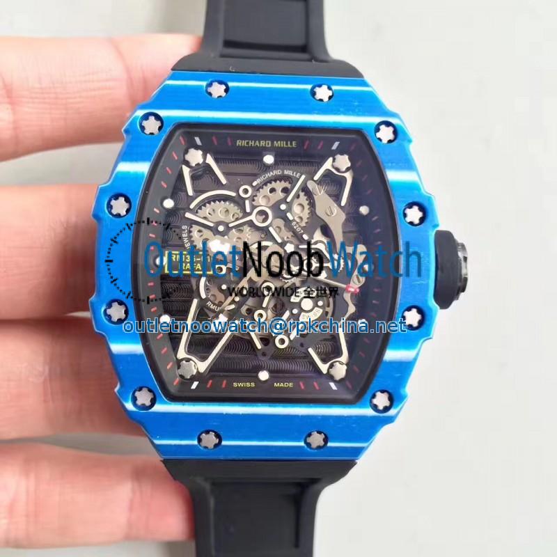 Replica Richard Mille RM35-01 Rafael Nadal KV Blue Forged Carbon Black & Skeleton Dial M6T51