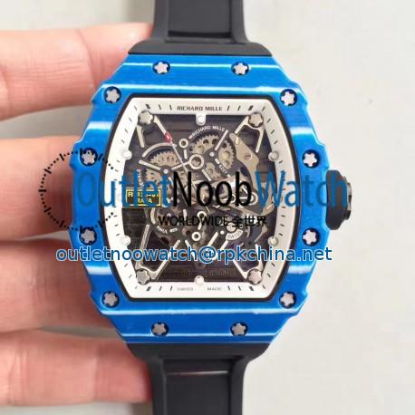 Replica Richard Mille RM35-01 Rafael Nadal KV Blue Forged Carbon White & Skeleton Dial M6T51