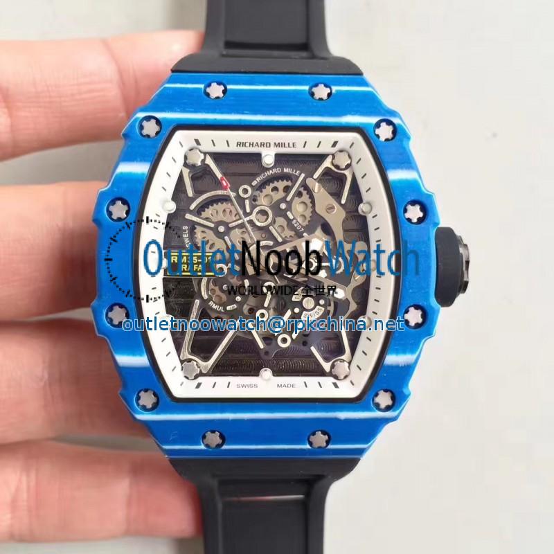 Replica Richard Mille RM35-01 Rafael Nadal KV Blue Forged Carbon White & Skeleton Dial M6T51