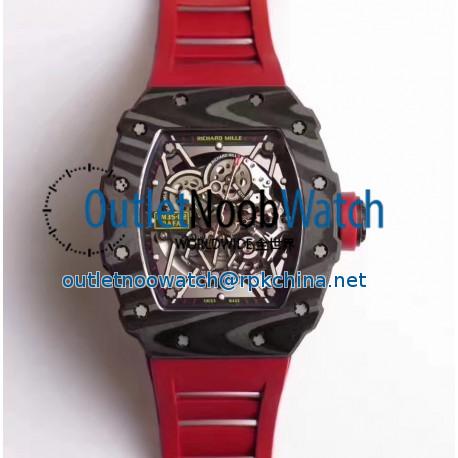 Replica Richard Mille RM35-02 Rafael Nadal KV Forged Carbon Black & Skeleton Dial M6T51