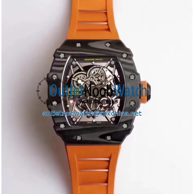 Replica Richard Mille RM35-02 Rafael Nadal KV Forged Carbon Black & Skeleton Dial M6T51