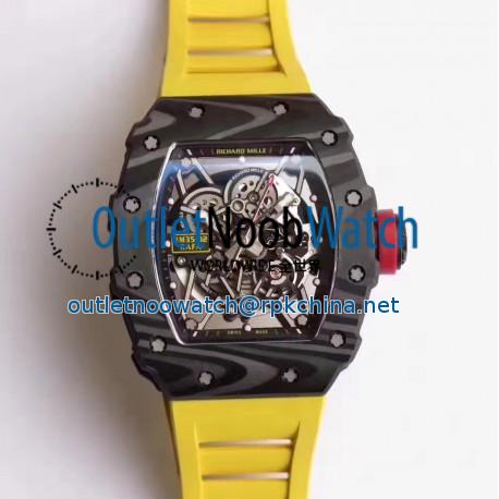 Replica Richard Mille RM35-02 Rafael Nadal KV Forged Carbon Black & Skeleton Dial M6T51