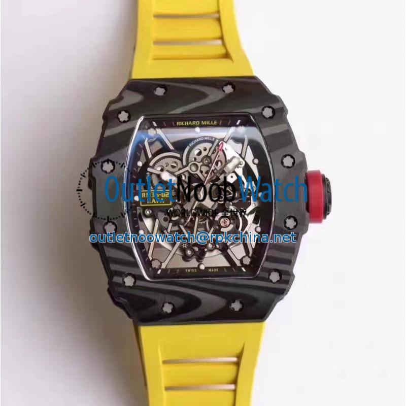 Replica Richard Mille RM35-02 Rafael Nadal KV Forged Carbon Black & Skeleton Dial M6T51