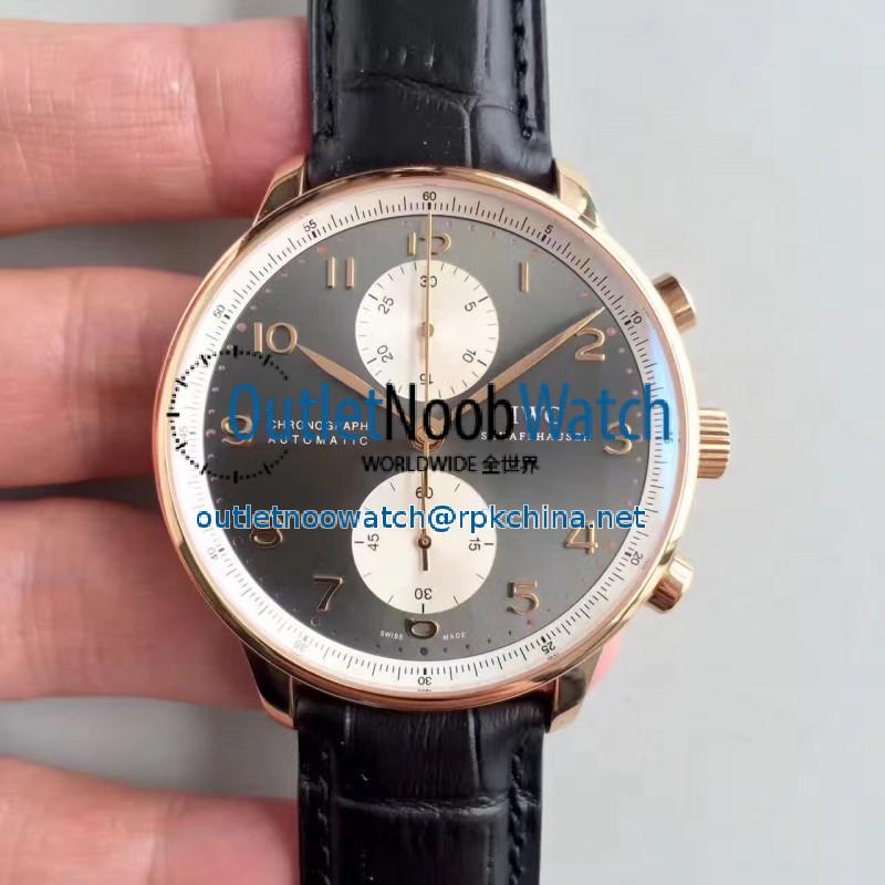 Replica IWC Portugieser Chronograph Jackie Chan IW371433 ZF Rose Gold Anthracite & White Dial Swiss 7750