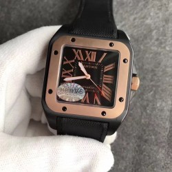 Replica Cartier Santos 100 XL WSSA0006 V6 PVD & Rose Gold Black Dial Swiss 2824-2