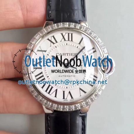 Replica Cartier Ballon Bleu 42MM WE900951 V6 Stainless Steel & Diamonds White Dial Swiss 2824-2