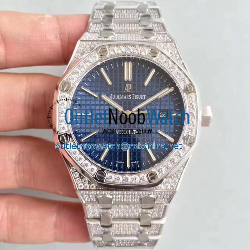 Replica Audemars Piguet Royal Oak 15400 N Stainless Steel & Diamond Blue Dial Swiss 3120