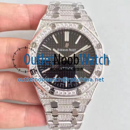 Replica Audemars Piguet Royal Oak 15400 N Stainless Steel & Diamond Black Dial Swiss 3120