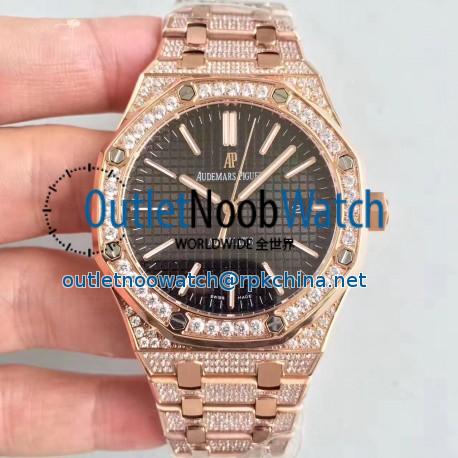 Replica Audemars Piguet Royal Oak 15400 N Rose Gold & Diamond Back Dial Swiss 3120