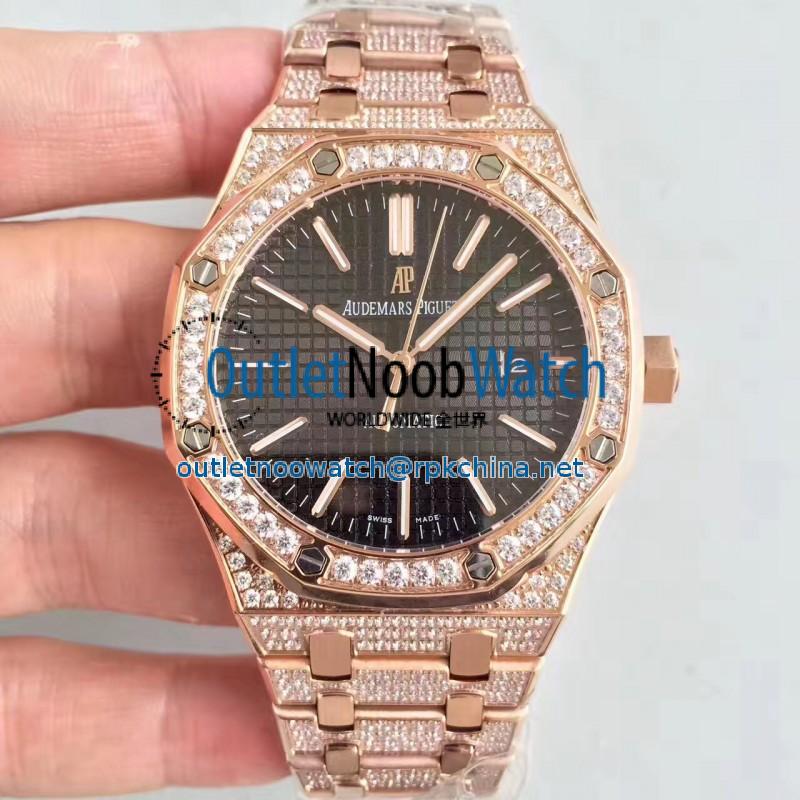 Replica Audemars Piguet Royal Oak 15400 N Rose Gold & Diamond Back Dial Swiss 3120