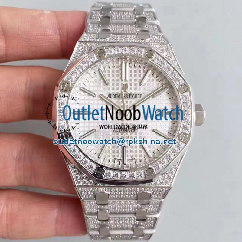 Replica Audemars Piguet Royal Oak 15400 N Stainless Steel & Diamond Silver Dial Swiss 3120