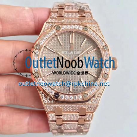 Replica Audemars Piguet Royal Oak 15400 N Rose Gold & Diamond Grey Dial Swiss 3120