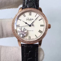 Replica Glashutte Original Senator Excellence V4 1-39-52-01-01-04 GF Rose Gold & Diamonds White Dial Swiss Caliber 39-52