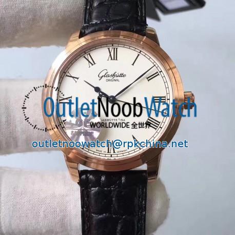 Replica Glashutte Original Senator Excellence V4 1-39-52-01-01-04 GF Rose Gold White Dial Swiss Caliber 39-52