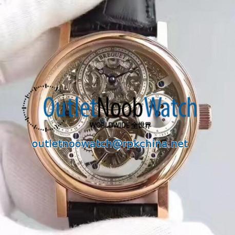 Replica Breguet Grand Complication Tourbillon AX Rose Gold Silver Skeleton Dial Swiss Tourbillon