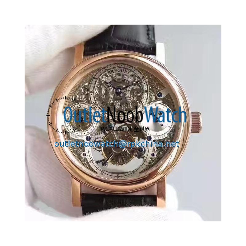 Replica Breguet Grand Complication Tourbillon AX Rose Gold Silver Skeleton Dial Swiss Tourbillon