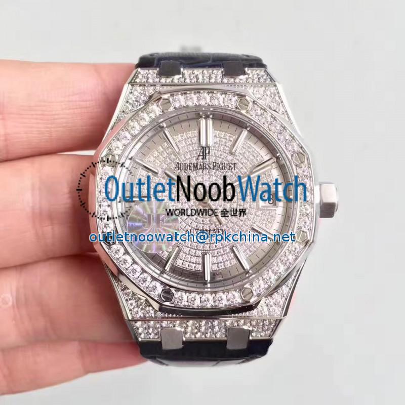 Replica Audemars Piguet Royal Oak 15450 JF Stainless Steel & Diamonds Diamond Dial Swiss 3120