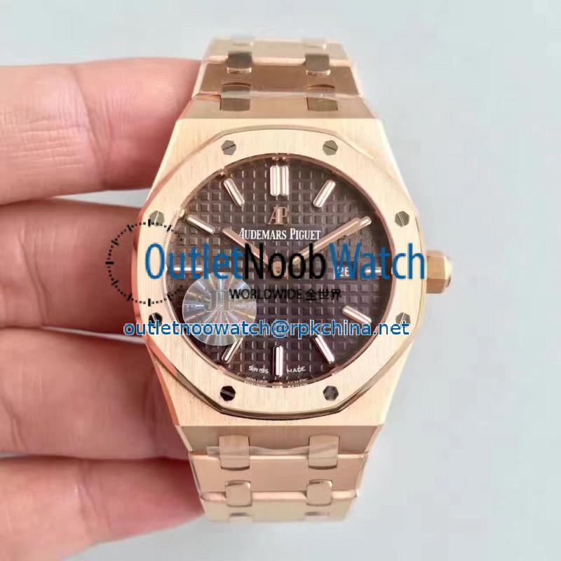 Replica Audemars Piguet Royal Oak 15450 JF Rose Gold Brown Dial Swiss 3120