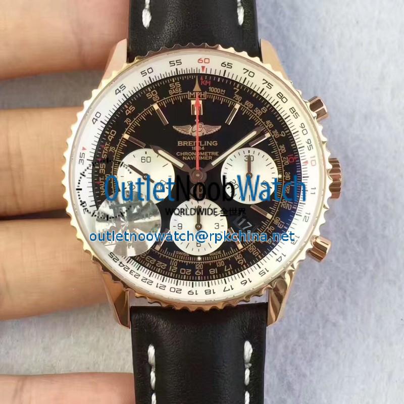 Replica Breitling Navitimer 01 RB012012.BA49.435X.R20BA.1 JF Rose Gold Black Dial SWISS 7750