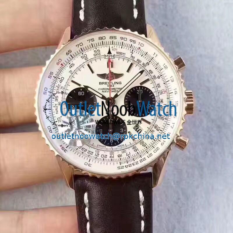 Replica Breitling Navitimer 01 RB012012.BA49.435X.R20BA.1 JF Rose Gold White Dial SWISS 7750