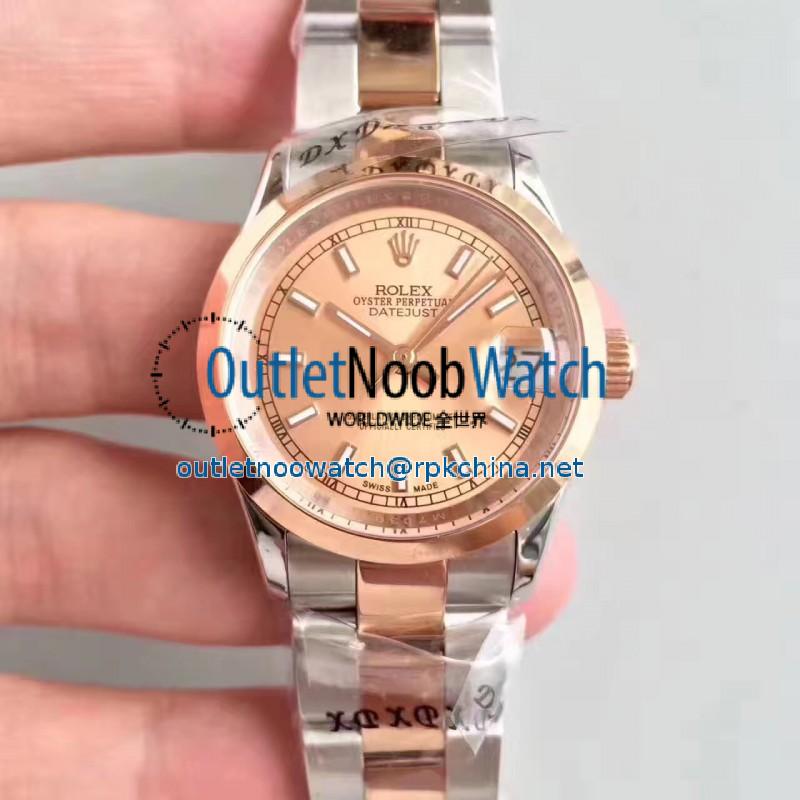 Replica Rolex Datejust 31 178241 31MM JF Stainless Steel & Rose Gold Champagne Dial Swiss 2836-2