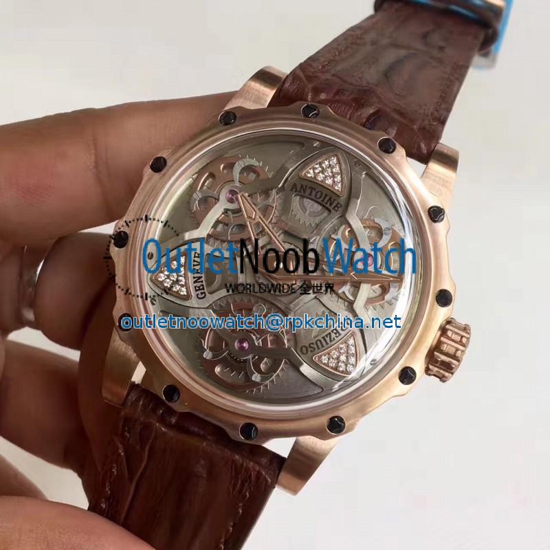 Replica Antoine Preziuso Tourbillon of Tourbillons LE Rose Gold Silver Skeleton Dial Swiss Caliber AFP-TTR-3X