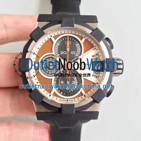 Replica Concord C1 Chronograph 0320007 N Stainless Steel & Black Rubber Orange Dial Swiss 7750