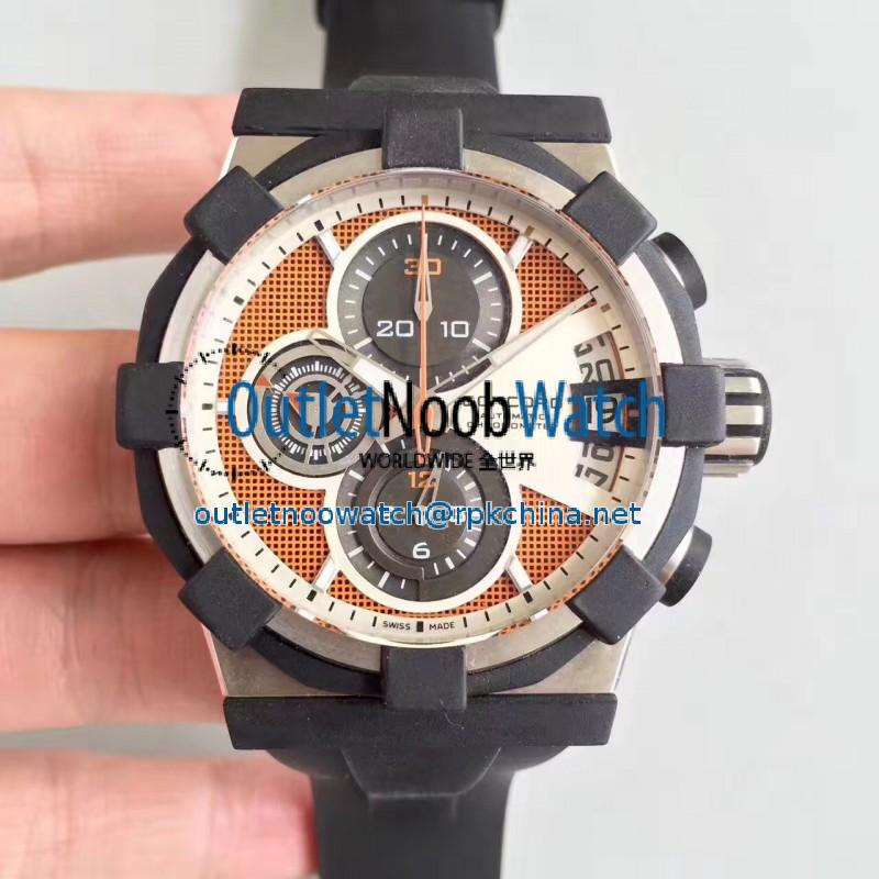 Replica Concord C1 Chronograph 0320007 N Stainless Steel & Black Rubber Orange Dial Swiss 7750