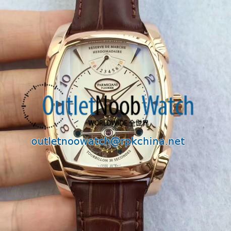 Replica Parmigiani Fleurier Kalpa Grande Tourbillon BM Rose Gold White Dial Swiss Tourbillon