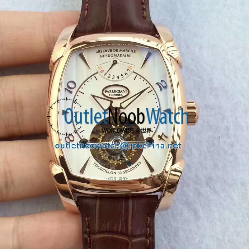 Replica Parmigiani Fleurier Kalpa Grande Tourbillon BM Rose Gold White Dial Swiss Tourbillon