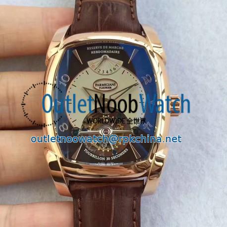 Replica Parmigiani Fleurier Kalpa Grande Tourbillon BM Rose Gold Brown & White Dial Swiss Tourbillon