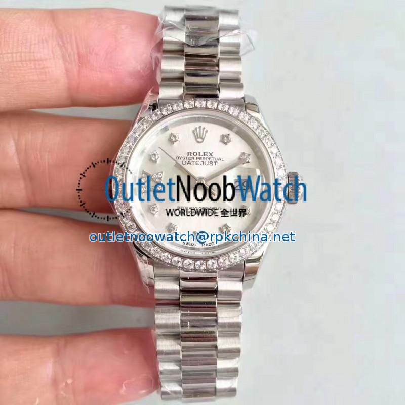 Replica Rolex Lady Datejust 28 279136RBR 28MM N Stainless Steel & Diamonds Silver Dial Swiss 2236